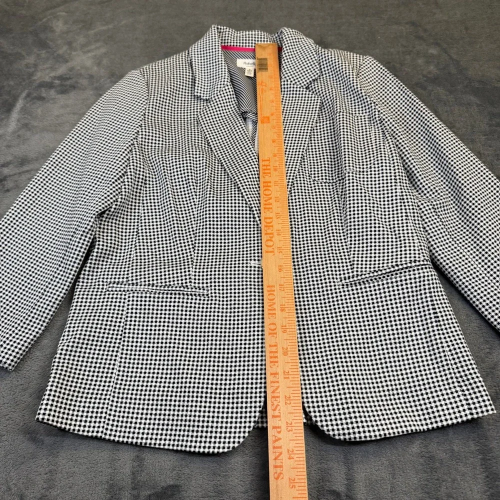 Rafaella Weekend Blazer Womens Small Black Gingham Single Button Stretch - Picture 9 of 11